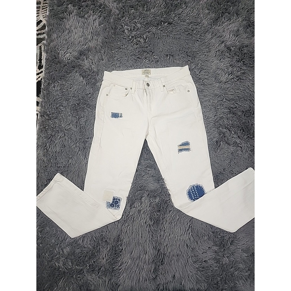 J Crew White distressed Slim Broken In Boyfriend Size 27 Jeans Womens